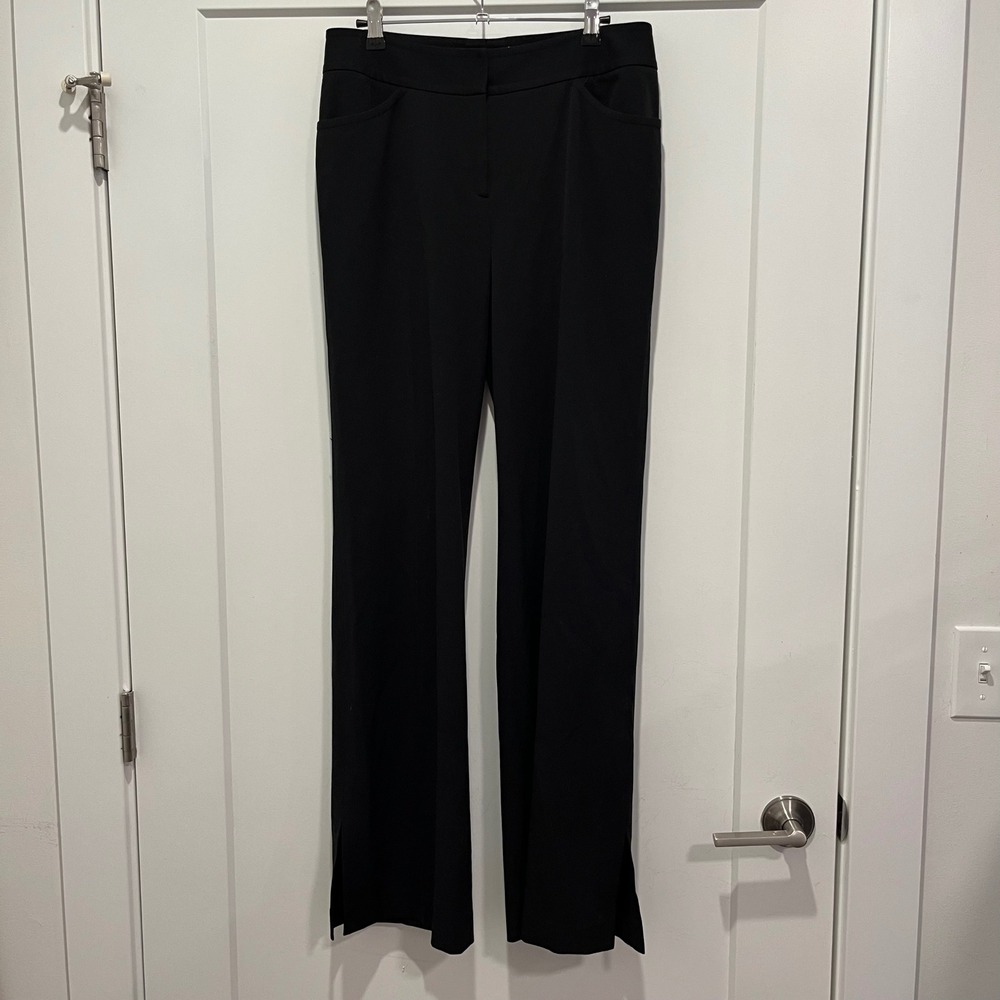 Caslon Womens Black Straight Leg Dress Pants Side Slit Size 10 Office Wear